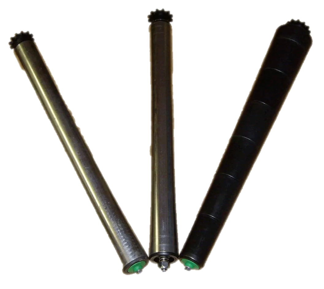 Carrying rollers, brake rollers and curve rollers