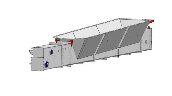 Absorber drag chain conveyor beneath a vessel